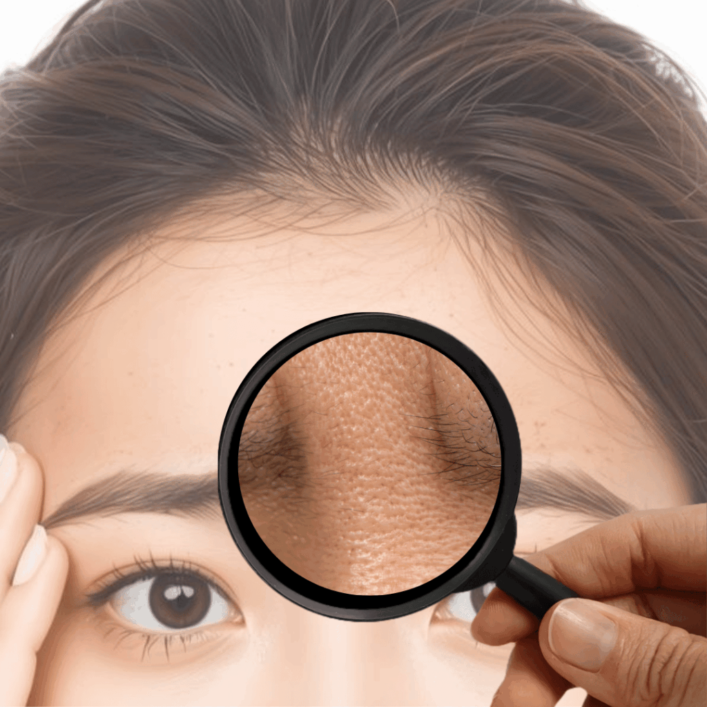 眉間の黒ずみや毛穴汚れのイメージ